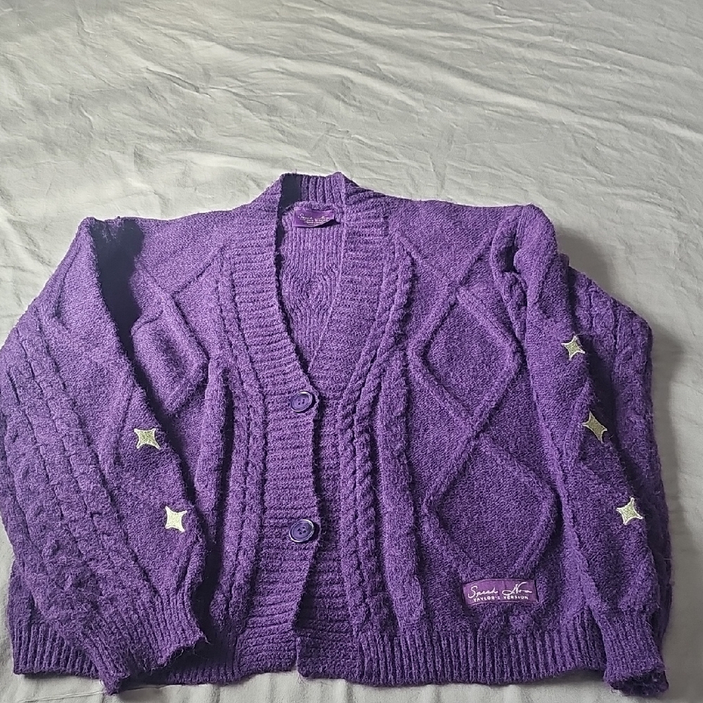 Taylor SWIFT Speak Now Purple Cardigan with Star Accents